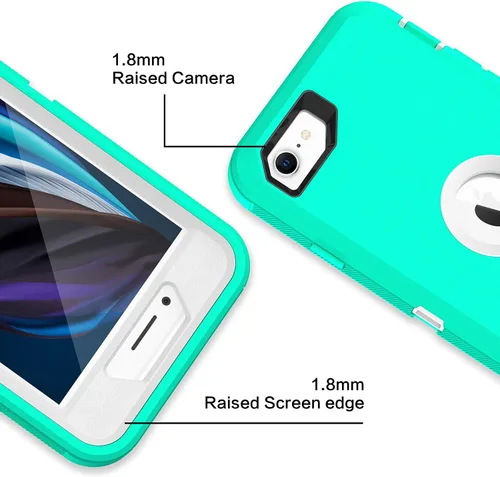 Miniatura 3 de MXX Funda diseñada para iPhone SE 2020/SE 2022, funda protectora resistente con protector de pantalla [3 capas] cubierta de protección de goma
