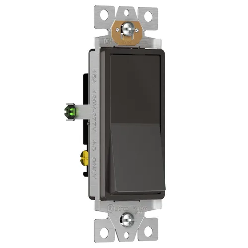 Miniatura 2 de ENERLITES Interruptor de luz de paleta decorativa de 3 vías, acabado brillante, un solo polo o tres vías, 3 cables, tornillo de puesta a tierra