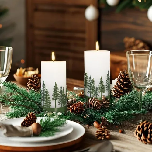 Miniatura 4 de Velas de Árbol de Navidad sin llama de Crystal Club, vela LED de pilas con control remoto, vela de pilar parpadeante 3D y cera real en relieve