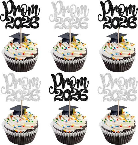 Miniatura 33 de 24 piezas de decoración de cupcakes de graduación para fiesta 2026, selecciones de cupcakes de noche de graduación 2026, decoraciones para pasteles