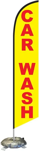 Miniatura 5 de Kit de poste de bandera de plumas Swooper 100% lavado a mano con base cruzada y rosquilla de peso, cartel publicitario para lavado de autos al aire