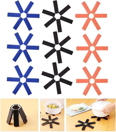 Miniatura 11 de Almohadilla aislante plegable creativa 2023, alfombrilla de silicona resistente al calor, almohadillas calientes antideslizantes para encimeras