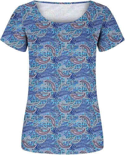 Miniatura 3 de Stessotudo Fashion Casual Tunic Tops for Women Crewneck Short Sleeve Long Blouse Floral Print Loose Fit Summer Flowy Shirts