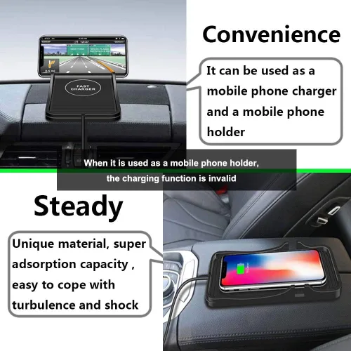 Miniatura 6 de Cargador inalámbrico para coche, almohadilla de carga antideslizante, 15 W, 10 W, 7.5 W, cargador rápido, adaptador de montaje para iPhone 13 12 Pro