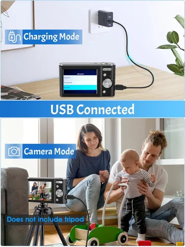 Miniatura 6 de Cámara digital, cámara 4K para niños, para fotografía, enfoque automático Nsoela de 48 MP, pantalla LCD de 2.8 pulgadas, zoom digital 16X, cámara