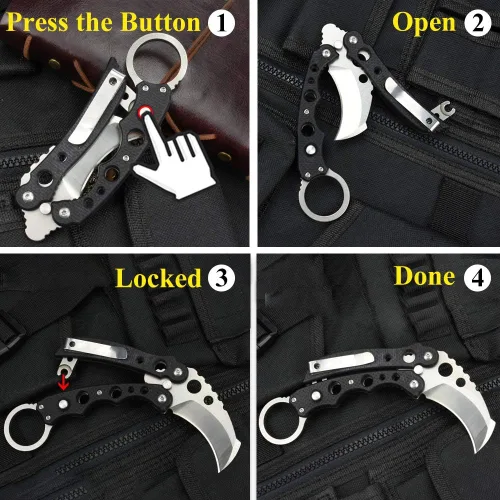 Miniatura 6 de Cuchillo de bolsillo NedFoss, cuchillo plegable EDC con clip, mango G10, bloqueo de botón, cuchillos compactos y geniales para el uso diario