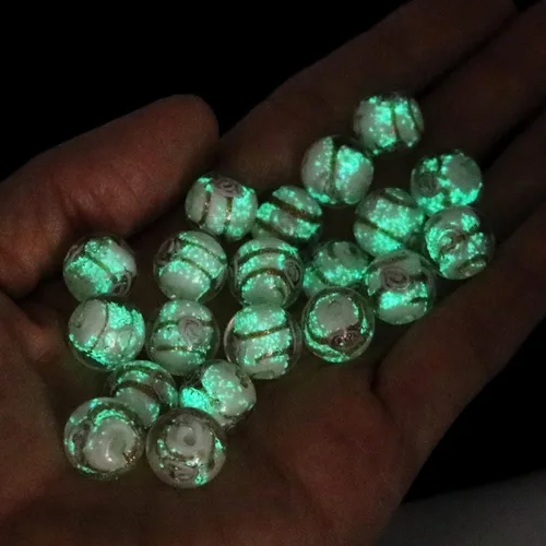 Miniatura 15 de Artsy Crafts - 60 cuentas surtidas de luciérnaga que brillan en la oscuridad de 0.472 in (0.472 in), cuentas de vidrio luminosas para hacer joyas