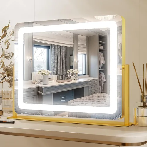 Miniatura 10 de PRIMETEK Espejo de tocador con luces, espejo de maquillaje grande de 19 x 22 pulgadas con luces, espejo de maquillaje iluminado LED, pantalla táctil