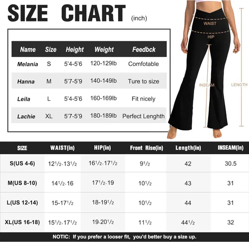 Miniatura 6 de Pantalones de yoga con corte de bota para mujer, leggings acampanados para mujer, cintura alta, cruzada, entrenamiento, descanso, pantalones