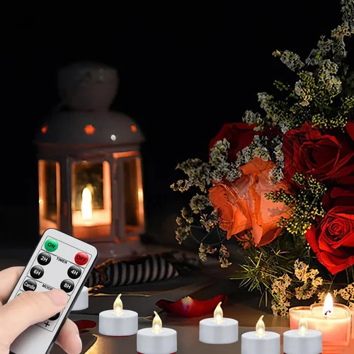 Miniatura 2 de Velas LED sin llama de luz de té: paquete de 24 con control remoto, duración de más de 400 horas, velas LED con batería para decoración del hogar