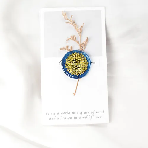 Miniatura 2 de Sello de cera con empuñadura de flor de mandala de 1.496 pulgadas, 1.575 pulgadas, con empuñadura, para invitación de boda, sellado de tarjetas