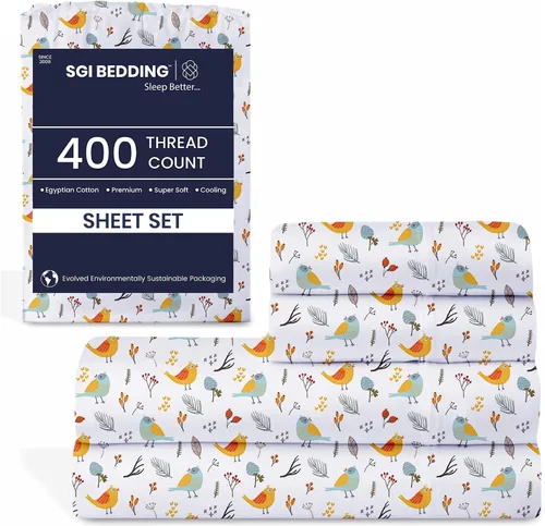 Miniatura 23 de SGI - Juego de sábanas tamaño individual de 400 hilos de 100 % algodón egipcio, ultra suave, transpirable, bolsillo profundo, 15 ajustadas