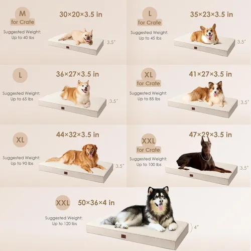 Miniatura 2 de EHEYCIGA Camas ortopédicas para perros grandes con funda extraíble lavable, color camello, 36 x 27 pulgadas