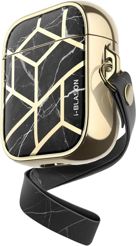 i-Blason Cosmo Series - Funda diseñada para Airpods de 2ª generación/1ª generación, funda protectora de 360° con estilo mármol para AirPods Negro