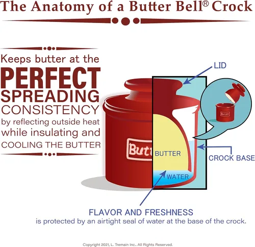 Miniatura 6 de Butter Bell - The Original Butter Bell crock por L Tremain, un plato de mantequilla de cerámica francesa para mostrador, contenedor de mantequilla