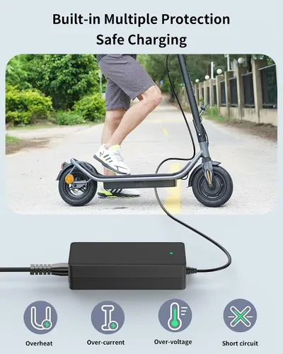 Miniatura 5 de VHBW Cargador eléctrico de scooter de 42 V 2 A, compatible con MEGAWHEELS S10, S10, solo adaptador de corriente de repuesto para batería de litio