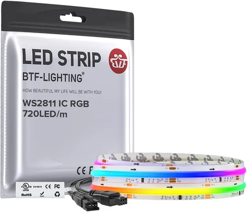 Miniatura 23 de BTF-LIGHTING FCOB WS2811 IC RGB COB - Tira de luces LED COB de 16.4 pies DC12V 630LED/m Flexible de Alta Densidad Uniforme Luz de Color Perseguidor
