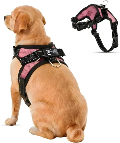 Miniatura 30 de Arnés ajustable reflectante para perro con asa evita tirones, XXS, Negro