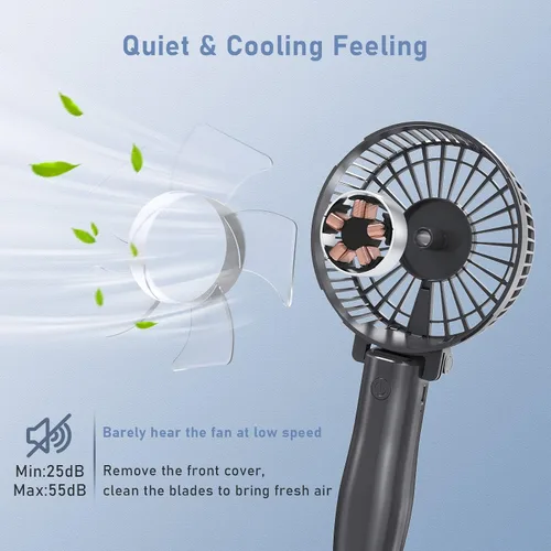 Miniatura 5 de FARADAY Ventilador de mano personal de 4800 mAh, ventilador de refrigeración de viaje, potentes ventiladores portátiles pequeños, ventilador de mesa