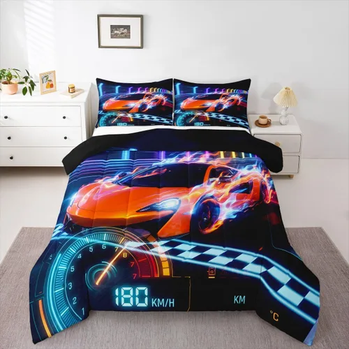 Miniatura 46 de Feelyou Juego de ropa de cama de camión de bomberos, edredón de coche de bomberos y policía para decoración de habitación de niños, tamaño Multi D05