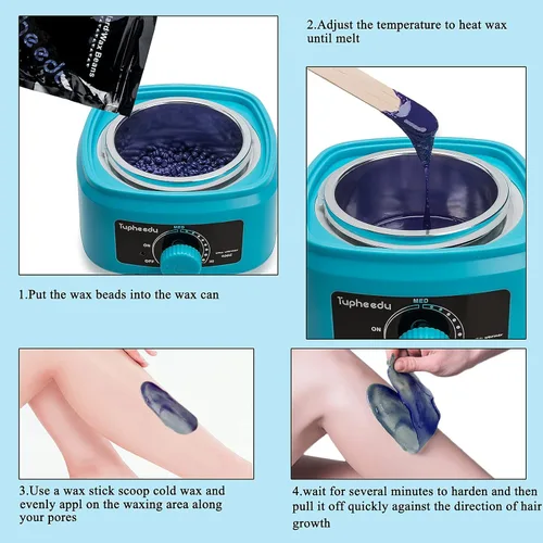 Miniatura 3 de Calentador de cera para depilación – Indoloroso sin estribos con 4 bolsas de granos de cera gruesa para el cabello para mujeres y hombres, cejas