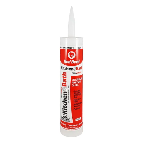 Miniatura 16 de Red Devil 0406 Masilla y sellador acrílico de silicona, 100% impermeable, pintable, masilla blanca para cocina, baño, ventana, con Duraguard, 5.5