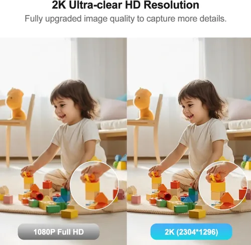 Miniatura 3 de EVERSECU Mini cámara de seguridad con cable para interiores 2K para el hogar, visión nocturna, cámara para mascotas con aplicación de teléfono