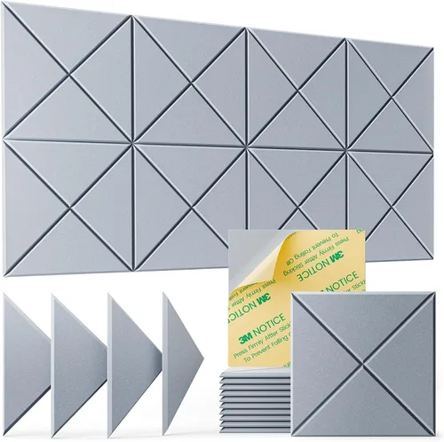 Miniatura 34 de Paquete de 22 paneles acústicos autoadhesivos, 12"X 12"X 0.4" paneles de espuma insonorizante, paneles de pared insonorizados de alta densidad