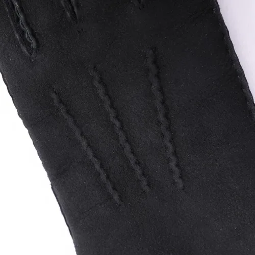 Miniatura 8 de Harssidanzar Guantes de cuero para hombre, puños de piel de oveja, forro de lana gruesa para invierno, clima frío, guantes de conducción KM043US