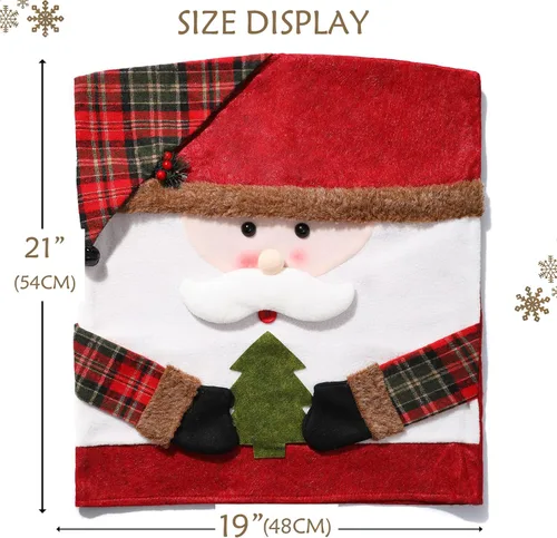 Miniatura 4 de 4 PCS Fundas para Respaldo de Silla Navideñas Protectores de Silla de Comedor Extraíbles Fundas Decoración Navideña para Hogar Comedor Cocina Muñeco