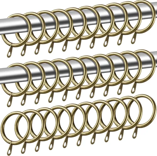 Miniatura 12 de Shappy Paquete de 40 anillos de metal para cortinero con ojales de diámetro interno de 0.98 pulgadas, se adapta a cortineros de hasta 0.7 pulgadas