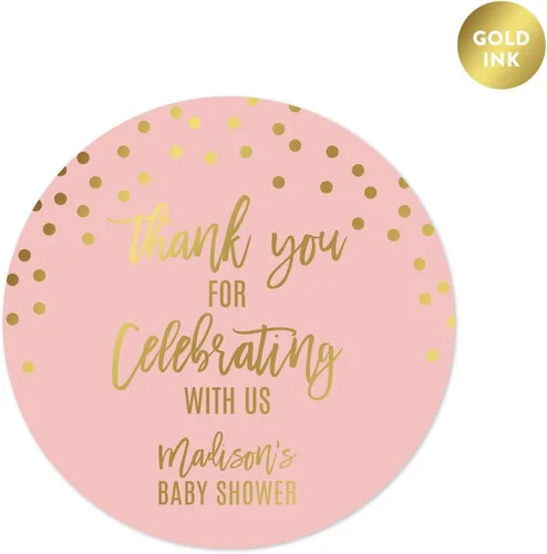 Miniatura 13 de Andaz Press Blush Rosa y Metallic Gold Confeti Lunares Baby Shower Party Collection Banderín colgante con cuerda, Baby Shower, 5 pies, 1 juego
