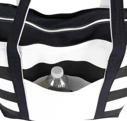 Miniatura 8 de DALIX - Bolsa de playa a rayas para mujer, diseño de rayas, color negro