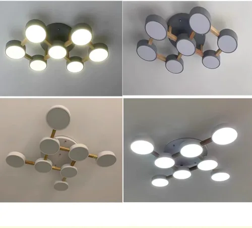 Miniatura 8 de Lámpara LED de techo, 20 pulgadas, 4 luces, moderna lámpara de techo empotrada de madera de 44 W para sala de estar, dormitorio, cocina, regulable