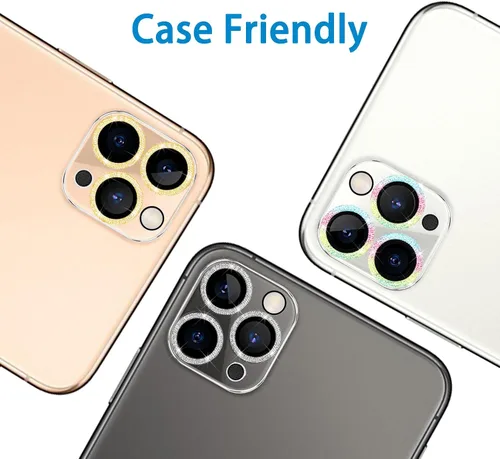 Miniatura 7 de Paquete de 3. Protector de lente de cámara de vidrio templado Dengduoduo para iPhone 11 Pro de 5.8" y iPhone 11 Pro Max de 6.5", Bling Sparkle