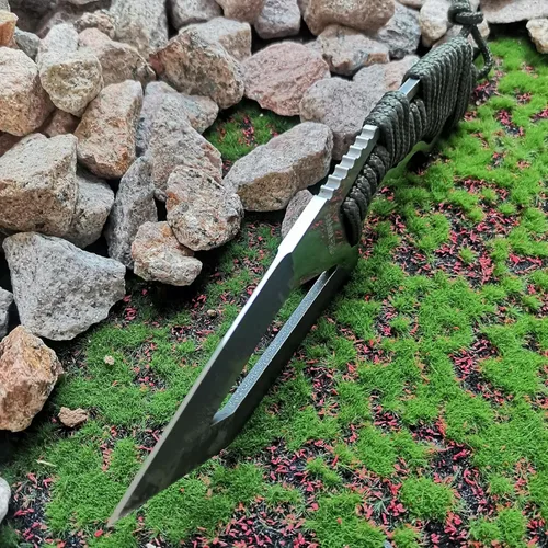 Miniatura 7 de Cuchillo de caza de hoja fija de 8.07 pulgadas con funda de nailon, cuchillo de supervivencia, cuchillo Bowie de espiga completa con mango de Negro