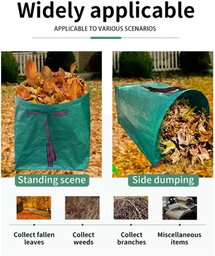 Miniatura 7 de Bolsa colectora de hojas plegable de 71 galones, contenedor reutilizable para jardín y bolsa de hojas para cuidado del césped y jardinería, bolsa