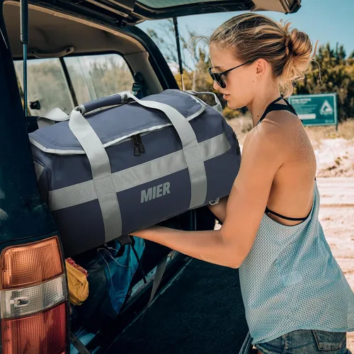 Miniatura 6 de MIER Bolsa de gimnasio para hombre, mochila grande con compartimento para zapatos, bolsas de lona convertibles de 60 L, bolsa de viaje para el fin