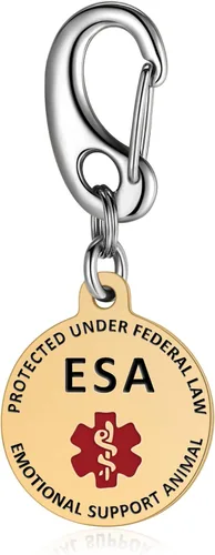 Etiqueta de identificación de perro de servicio profesional | Identificación de doble cara de animal de apoyo emocional (ESA) | Símbolo de alerta