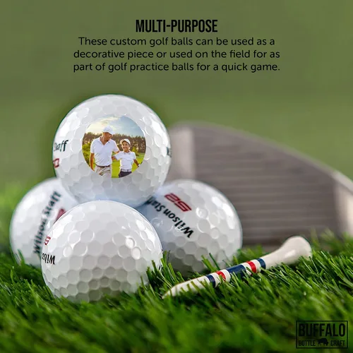 Miniatura 4 de Wilson Fifty Fifty Pelotas de golf personalizadas, manga de 3, añade tu foto o logotipo, diseños personalizados para hombres y mujeres, regalos
