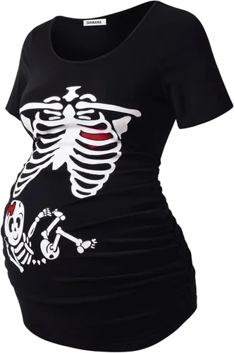 Miniatura 62 de GINKANA Blusas de maternidad de manga corta, diseño floral, fruncido, casual, para mamá, para embarazo