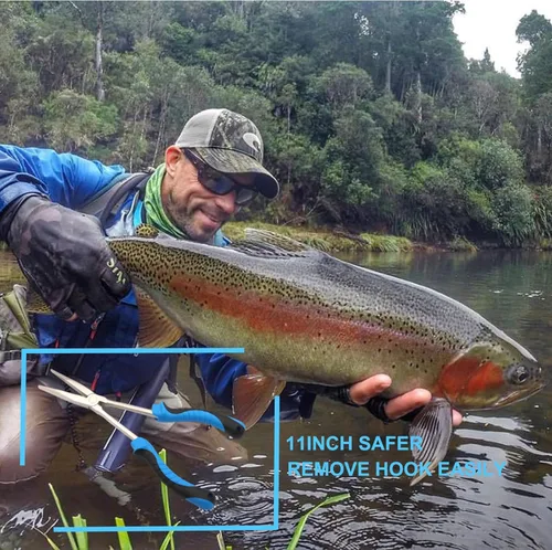 Miniatura 2 de Alicates de pesca de punta larga Herramientas de extracción de gancho de 11 pulgadas (NiFe-Azul Negro)