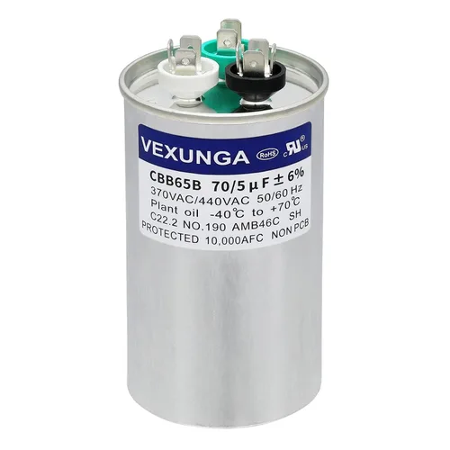 Miniatura 16 de VEXUNGA - 25/5 uF 25+5 MFD 370V o 440V Condensadores redondos de arranque dual 25 5 uF 370 440 Volt VAC CBB65 Condensadores para acondicionador