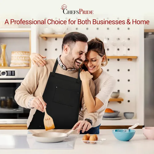 Miniatura 7 de CHEFSPRIDE Professional Chef Apron for Men & Women - 100% Cotton Adjustable Kitchen Chef Apron with Cross Back & Tool Pockets