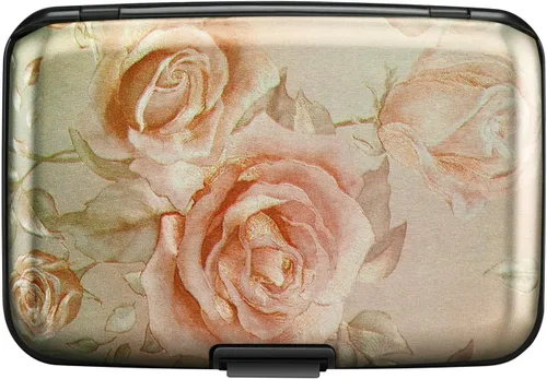 Miniatura 199 de ELFISH Mini cartera de aluminio RFID para tarjetas de crédito, funda de identificación de metal para hombres y mujeres, Happy Flower, Cartera Rfid