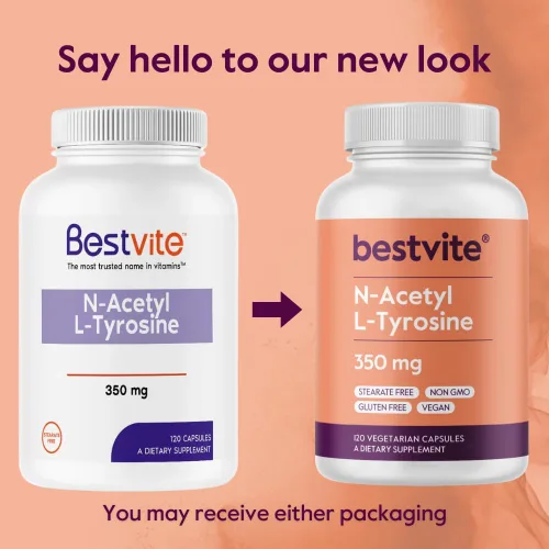 Miniatura 3 de BESTVITE N-acetil L-tirosina 350mg (NALT) (120 cápsulas) - Sin estearatos - Sin OMG - Sin gluten