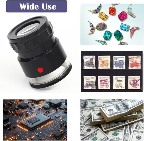 Miniatura 5 de Lupa de lupa 10X, lupa de joyería con luz LED y escala, lupa 10X para gemas, monedas, sellos