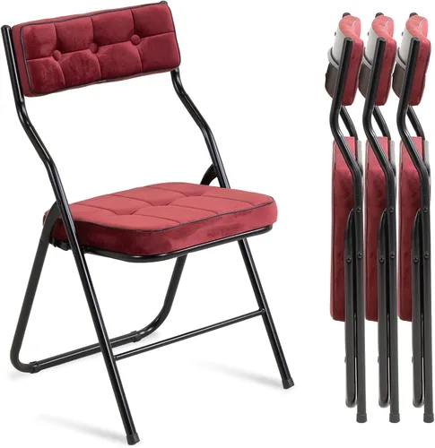 Miniatura 11 de HOMEFUN Paquete de 4 sillas plegables acolchadas, sillas de comedor plegables con cojín, asiento adicional portátil y ensamblado para invitados