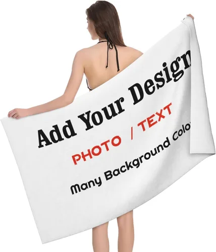 Toalla de playa personalizada con tu foto/texto para adultos, adolescentes, mujeres, hombres, niños, niñas, toallas de microfibra suave y absorbente