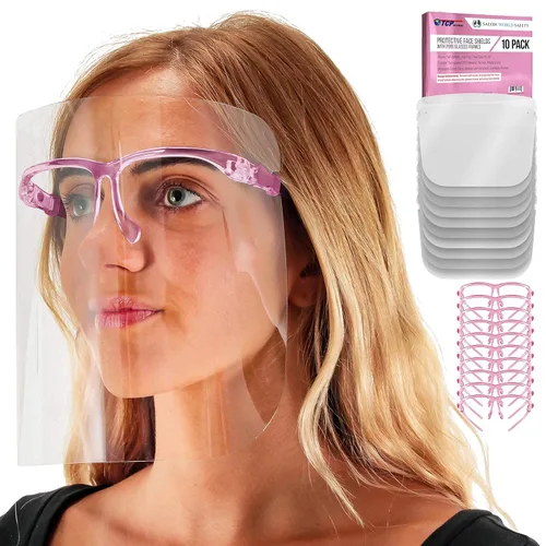 Miniatura 12 de TCP Global Salon World - Protectores faciales completos con marcos de gafas (paquete de 10), ultra transparentes para proteger los ojos, la nariz